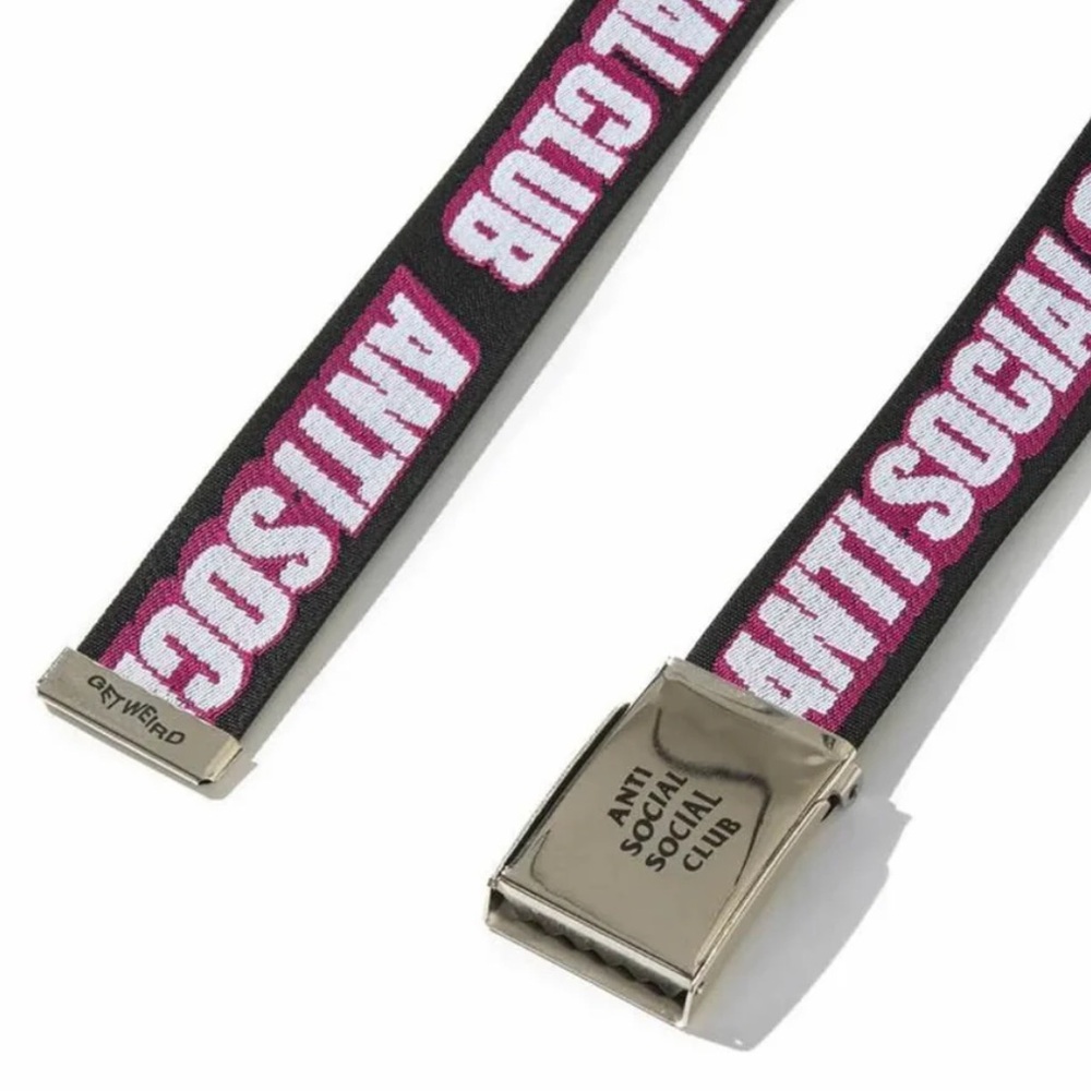 Anti Social Social Club Black Belt with Pink and White Logo